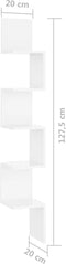 vidaXL - Hoekwandschap - 20x20x127,5 - cm - bewerkt - hout - hoogglans - wit