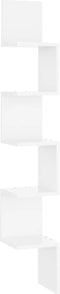 vidaXL - Hoekwandschap - 20x20x127,5 - cm - bewerkt - hout - hoogglans - wit