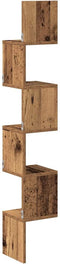 vidaXL - Hoekwandschap - 20x20x127,5 - cm - bewerkt - hout - oud - houtkleurig