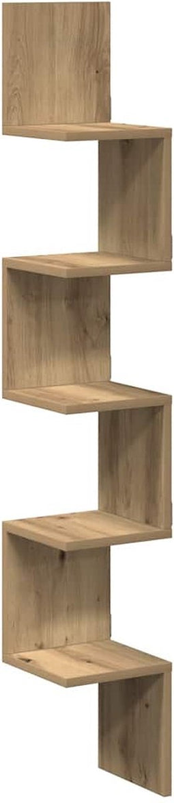 vidaXL - Hoekwandschap - 20x20x127,5 - cm - bewerkt - hout - artisanaal - eiken