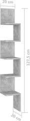 vidaXL - Hoekwandschap - 20x20x127,5 - cm - bewerkt - hout - betongrijs