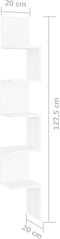 vidaXL - Hoekwandschap - 20x20x127,5 - cm - bewerkt - hout - wit