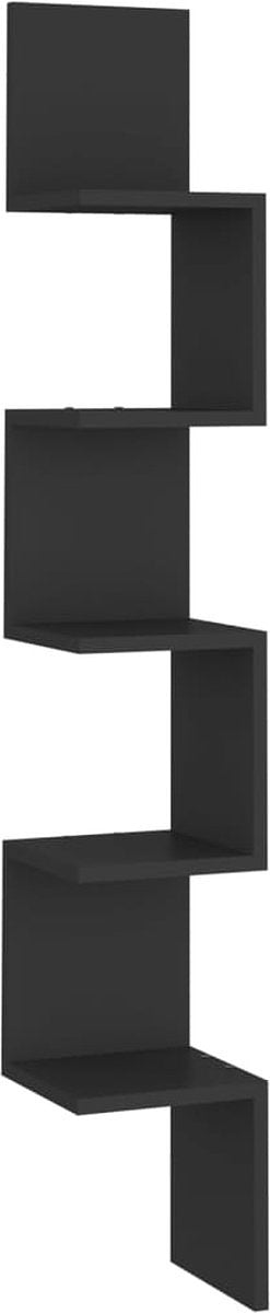 vidaXL - Hoekwandschap - 20x20x127,5 - cm - bewerkt - hout - zwart