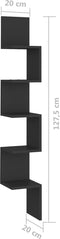 vidaXL - Hoekwandschap - 20x20x127,5 - cm - bewerkt - hout - zwart