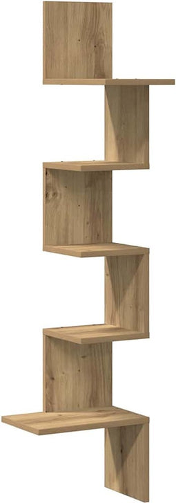 vidaXL - Hoekwandschap - 32x32x127,5 - cm - bewerkt - hout - artisanaal - eiken