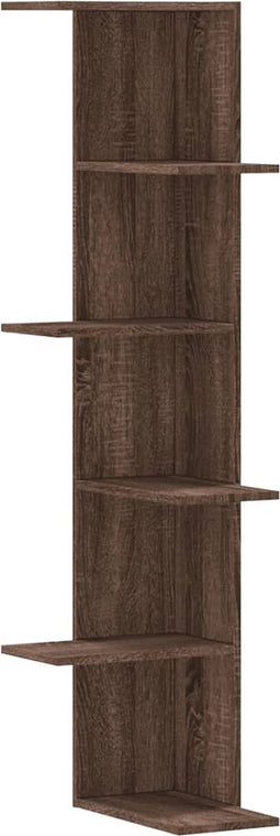 vidaXL - Hoekwandschap - 36,5x36,5x140 - cm - bewerkt - hout - bruin - eikenkleurig