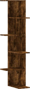 vidaXL - Hoekwandschap - 36,5x36,5x140 - cm - bewerkt - hout - gerookt - eikenkleur