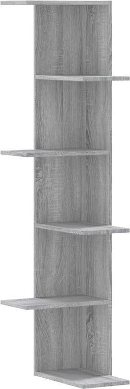vidaXL - Hoekwandschap - 36,5x36,5x140 - cm - bewerkt - hout - grijs - sonoma - eiken