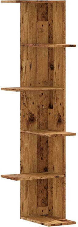 vidaXL - Hoekwandschap - 36,5x36,5x140 - cm - bewerkt - hout - out - houtkleurig