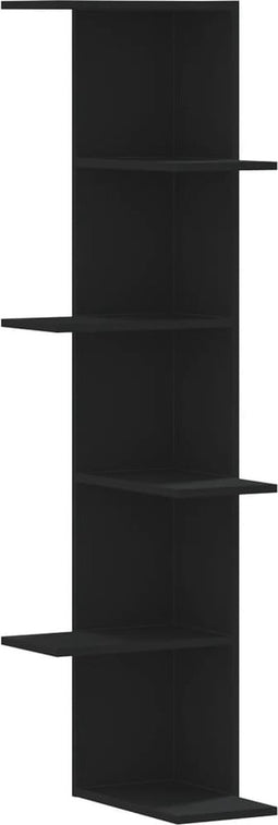 vidaXL - Hoekwandschap - 36,5x36,5x140 - cm - bewerkt - hout - zwart