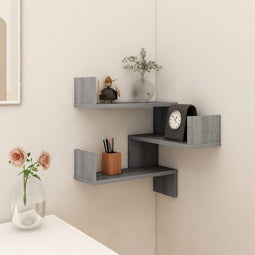 vidaXL - Hoekwandschap - 40x40x50 - cm - bewerkt - hout - grijs - sonoma - eikenkleur