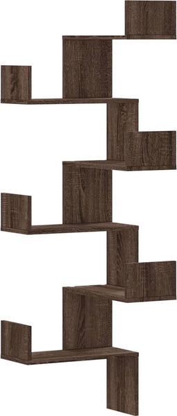 vidaXL - Hoekwandschap - 45x45x147 - cm - bewerkt - hout - bruin - eikenkleurig