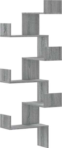 vidaXL - Hoekwandschap - 45x45x147 - cm - bewerkt - hout - grijs - sonoma - eikenkleur