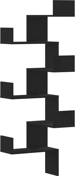 vidaXL - Hoekwandschap - 45x45x147 - cm - bewerkt - hout - zwart