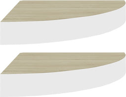 vidaXL - Hoekwandschappen - 2 - st - 35x35x3,8 - cm - MDF - eikenkleurig - en - wit