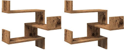 vidaXL - Hoekwandschappen - 2 - st - 40x40x49,5 - cm - bewerkt - hout - oud - houtkleur