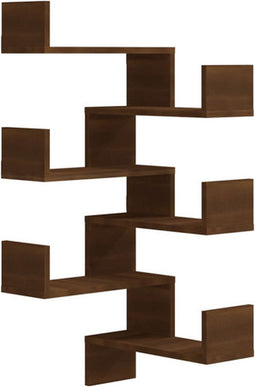 vidaXL - Hoekwandschappen - 2 - st - 40x40x50 - cm - bewerkt - hout - bruin - eikenkleur