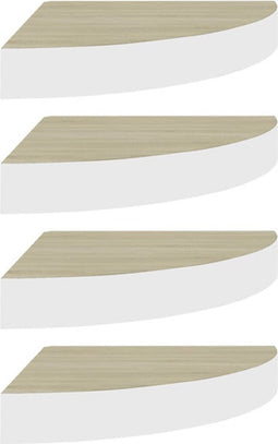 vidaXL - Hoekwandschappen - 4 - st - 25x25x3,8 - cm - MDF - eikenkleurig - en - wit