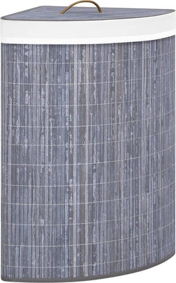 vidaXL - Hoekwasmand - 60 - L - bamboe - grijs
