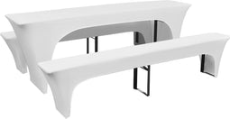 vidaXL - Hoes - voor - biertafel - en - banken - 225x50x80 - cm - stretch - zwart - 3 - st