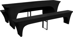 vidaXL - Hoezen - voor - biertafel - en - banken - stretch - zwart - 3 - stuks - 225 - x - 70 - x - 80 - cm