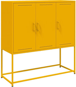 vidaXL - Hoge - kast - 100,5x39x107 - cm - staal - mosterdgeel