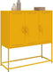 vidaXL - Hoge - kast - 100,5x39x107 - cm - staal - mosterdgeel