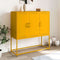 vidaXL - Hoge - kast - 100,5x39x107 - cm - staal - mosterdgeel