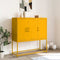vidaXL - Hoge - kast - 100,5x39x107 - cm - staal - mosterdgeel