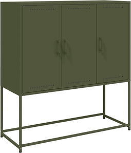 vidaXL - Hoge - kast - 100,5x39x107 - cm - staal - olijfgroen