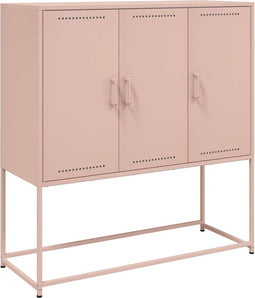 vidaXL - Hoge - kast - 100,5x39x107 - cm - staal - roze