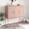 vidaXL - Hoge - kast - 100,5x39x107 - cm - staal - roze