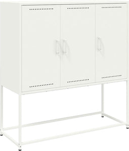 vidaXL - Hoge - kast - 100,5x39x107 - cm - staal - wit
