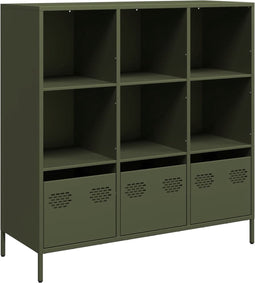 vidaXL - Hoge - kast - 101,5x39x103,5 - cm - staal - olijfgroen