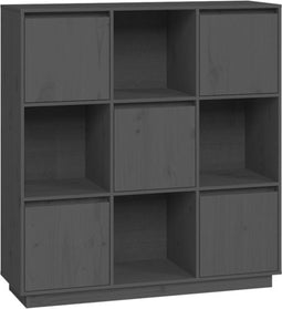 vidaXL - Hoge - kast - 110,5x35x117 - cm - massief - grenenhout - grijs