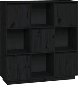 vidaXL - Hoge - kast - 110,5x35x117 - cm - massief - grenenhout - zwart