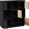 vidaXL - Hoge - kast - 110,5x35x117 - cm - massief - grenenhout - zwart