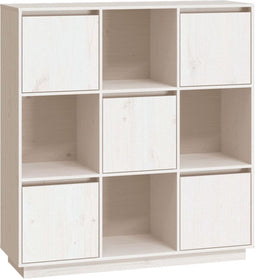 vidaXL - Hoge - kast - 110,5x35x117 - cm - massief - grenenhout - wit