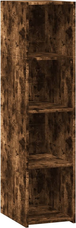 vidaXL - Hoge - kast - 30x41x124 - cm - bewerkt - hout - gerookt - eikenkleurig