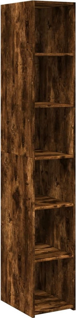 vidaXL - Hoge - kast - 30x41x185 - cm - bewerkt - hout - gerookt - eikenkleurig