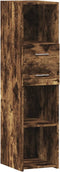 vidaXL - Hoge - kast - 30x42,5x124 - cm - bewerkt - hout - gerookt - eikenkleurig