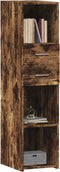 vidaXL - Hoge - kast - 30x42,5x124 - cm - bewerkt - hout - gerookt - eikenkleurig