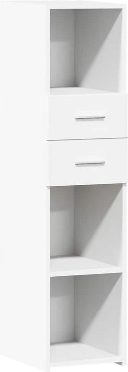 vidaXL - Hoge - kast - 30x42,5x124 - cm - bewerkt - hout - wit