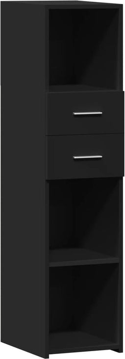 vidaXL - Hoge - kast - 30x42,5x124 - cm - bewerkt - hout - zwart