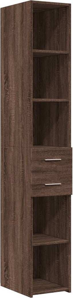 vidaXL - Hoge - kast - 30x42,5x185 - cm - bewerkt - hout - bruin - eikenkleurig
