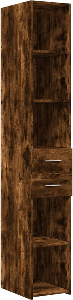 vidaXL - Hoge - kast - 30x42,5x185 - cm - bewerkt - hout - gerookt - eikenkleurig