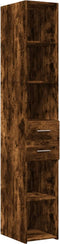 vidaXL - Hoge - kast - 30x42,5x185 - cm - bewerkt - hout - gerookt - eikenkleurig