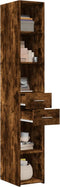 vidaXL - Hoge - kast - 30x42,5x185 - cm - bewerkt - hout - gerookt - eikenkleurig