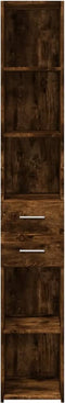 vidaXL - Hoge - kast - 30x42,5x185 - cm - bewerkt - hout - gerookt - eikenkleurig