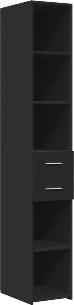 vidaXL - Hoge - kast - 30x42,5x185 - cm - bewerkt - hout - zwart